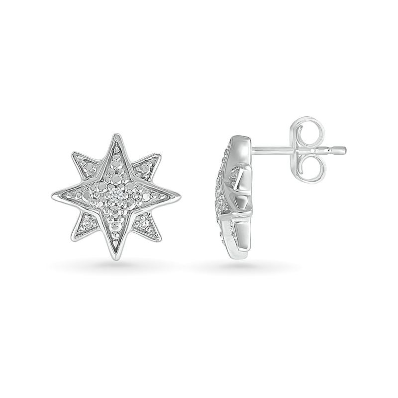 Main Image 2 of Diamond Accent Star Stud Earrings Sterling Silver