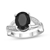 Thumbnail Image 1 of Oval-Cut Black Onyx & White Lab-Created Sapphire Ring Sterling Silver
