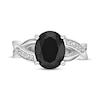 Thumbnail Image 4 of Oval-Cut Black Onyx & White Lab-Created Sapphire Ring Sterling Silver