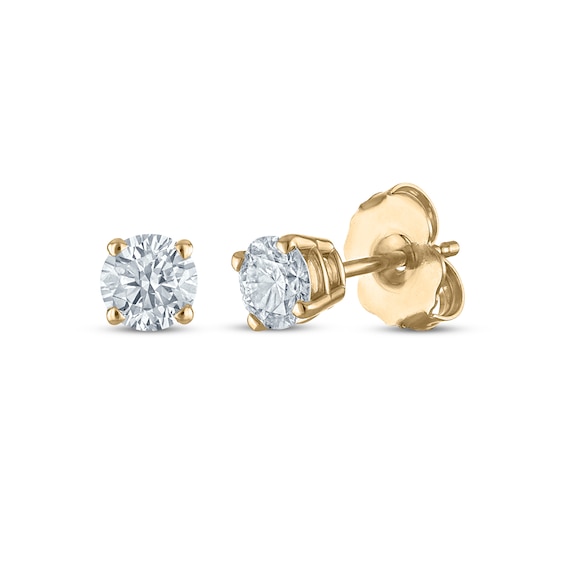 Round-Cut Diamond Solitaire Stud Earrings 1/2 ct tw 14K Yellow Gold (I/I2)