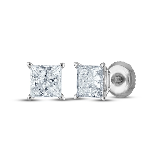 Princess-Cut Diamond Solitaire Stud Earrings 1-1/2 ct tw 14K White Gold (I/I2)