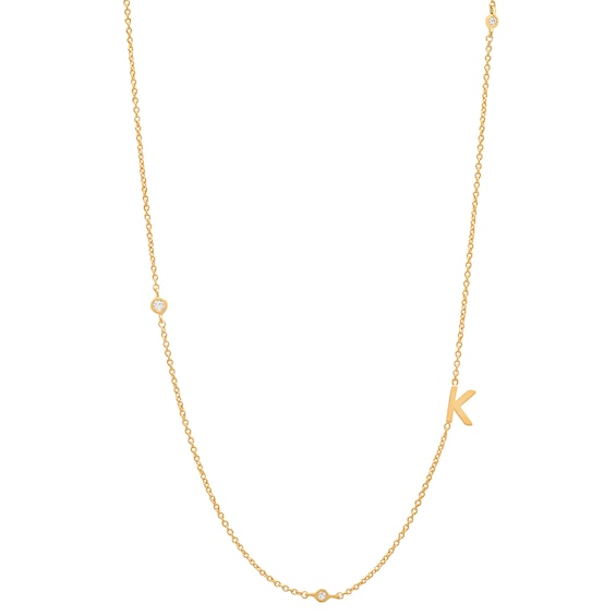 Rocksbox The Sideways Initial Lab-Grown Diamond "K" Necklace 1/10 ct tw 24K Yellow Gold Vermeil Sterling Silver 19"