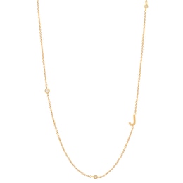 Rocksbox The Sideways Initial Lab-Grown Diamond "J" Necklace 1/10 ct tw 24K Yellow Gold Vermeil Sterling Silver 19"