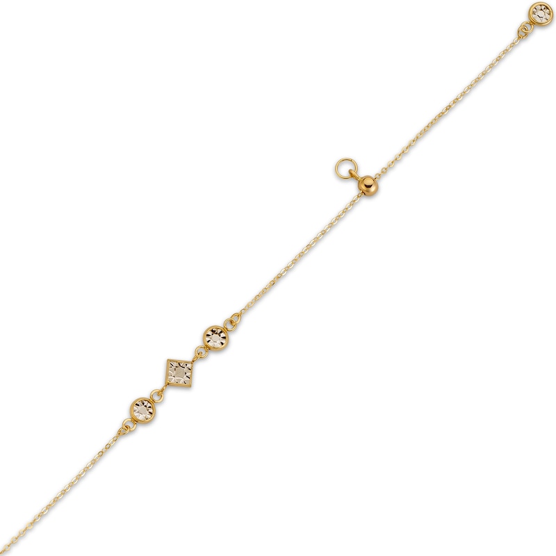 Main Image 2 of Italian Brilliance Geometric Textured Station Bracelet 14K Yellow Gold 7.5"