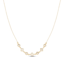 Italian Brilliance Geometric Textured Necklace 14K Yellow Gold 18"