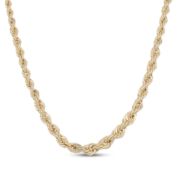 Graduated Rope Chain Necklace Hollow 10K Yellow Gold 18"