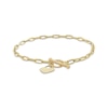 Thumbnail Image 1 of Paperclip Chain & Heart Charm Toggle Bracelet Hollow 10K Yellow Gold 7.5"
