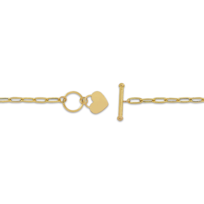 Main Image 4 of Paperclip Chain & Heart Charm Toggle Bracelet Hollow 10K Yellow Gold 7.5"