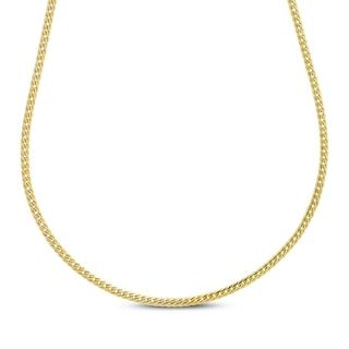 2.5mm Herringbone Cuban Chain Necklace Hollow 10K Yellow Gold 18"