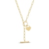 Thumbnail Image 1 of Paperclip Chain & Heart Charm Toggle Necklace Hollow 10K Yellow Gold 18"