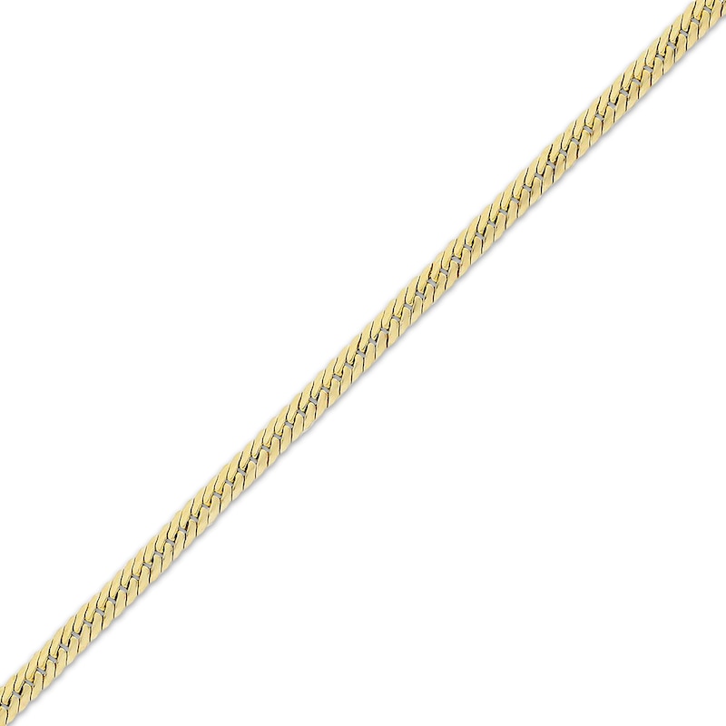 Main Image 3 of 3.7mm Herringbone Curb Chain Bracelet Hollow 10K Yellow Gold 7.5"