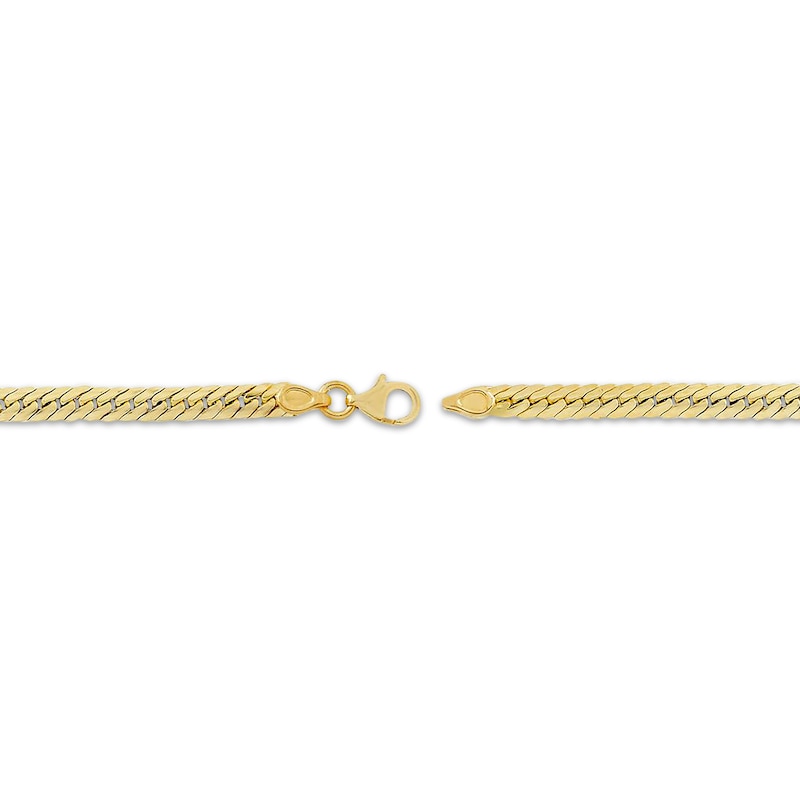 Main Image 4 of 3.7mm Herringbone Curb Chain Bracelet Hollow 10K Yellow Gold 7.5"