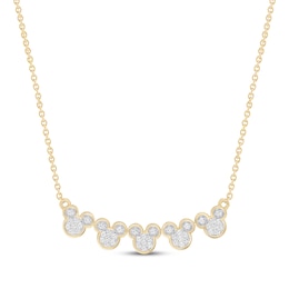 Disney Treasures Mickey Mouse Lab-Grown Diamond Smile Necklace 1/4 ct tw 24K Yellow Gold Vermeil Sterling Silver 18"