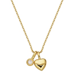 Rocksbox Lab-Grown Diamond Charm & Heart Necklace 1/15 ct tw 24K Yellow Gold Vermeil Sterling Silver 19"