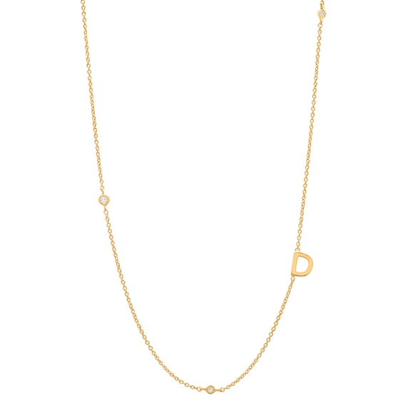 Rocksbox The Sideways Initial Lab-Grown Diamond "D" Necklace 1/10 ct tw 24K Yellow Gold Vermeil Sterling Silver 19"