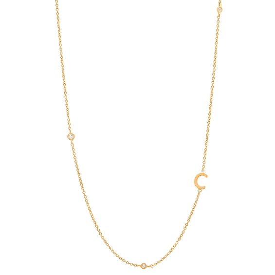 Rocksbox The Sideways Initial Lab-Grown Diamond "C" Necklace 1/10 ct tw 24K Yellow Gold Vermeil Sterling Silver 19"