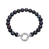 Thumbnail Image 1 of Black Cultured Pearl & White Lab-Created Sapphire Bracelet Sterling Silver 7.25"