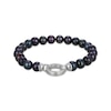 Thumbnail Image 2 of Black Cultured Pearl & White Lab-Created Sapphire Bracelet Sterling Silver 7.25"