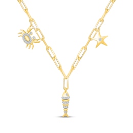 KAY Lab-Grown Diamonds Sea Life Charm Necklace 1/5 ct tw 18K Yellow Gold-Plated Sterling Silver 18"