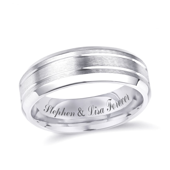 Engravable Etched Wedding Band (1 Line)