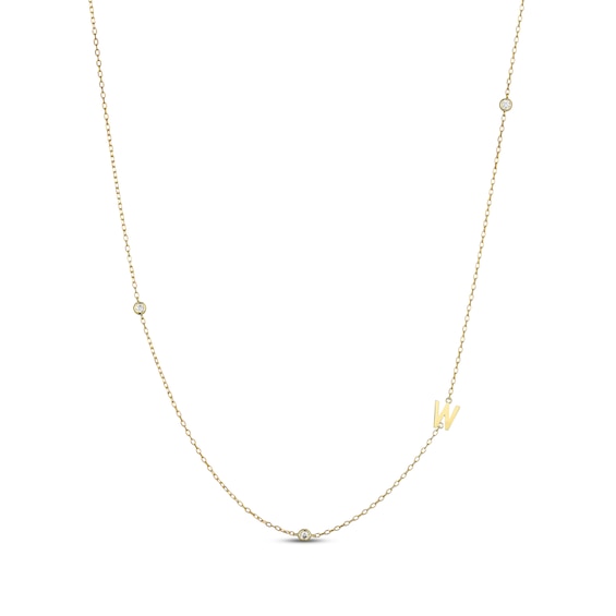 Rocksbox The Sideways Initial Lab-Grown Diamond "W" Necklace 1/10 ct tw 24K Yellow Gold Vermeil Sterling Silver 19"