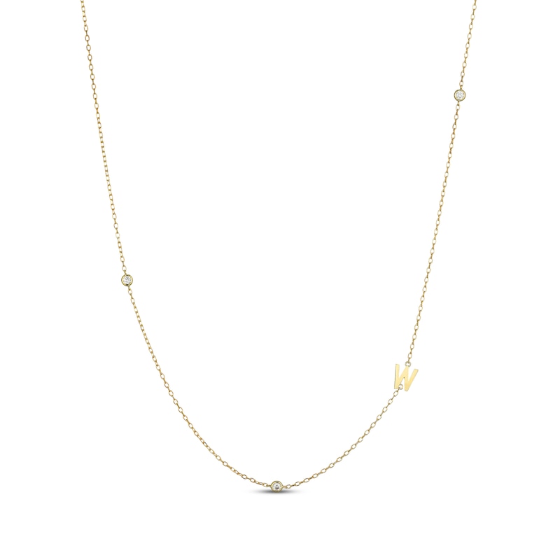 Main Image 1 of Rocksbox The Sideways Initial Lab-Grown Diamond "W" Necklace 1/10 ct tw 24K Yellow Gold Vermeil Sterling Silver 19"