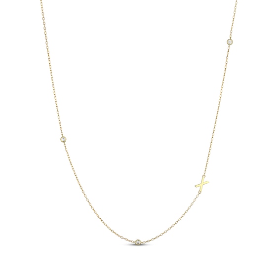 Rocksbox The Sideways Initial Lab-Grown Diamond "X" Necklace 1/10 ct tw 24K Yellow Gold Vermeil Sterling Silver 19"