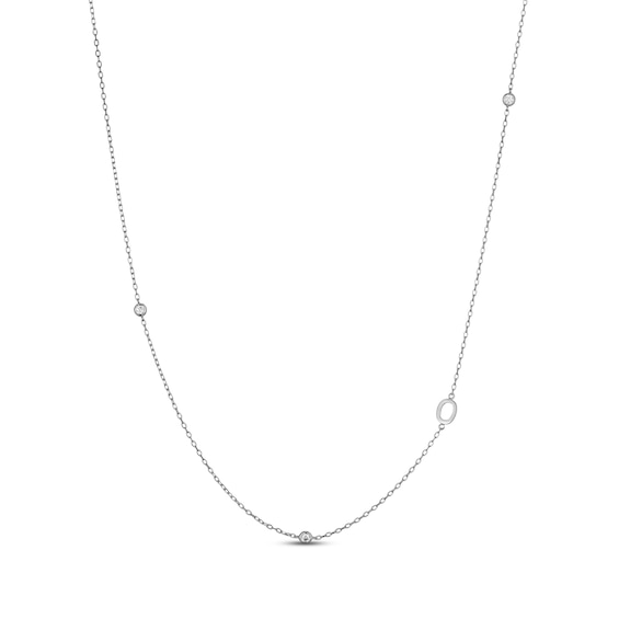 Rocksbox The Sideways Initial Lab-Grown Diamond "O" Necklace 1/10 ct tw Sterling Silver 19"