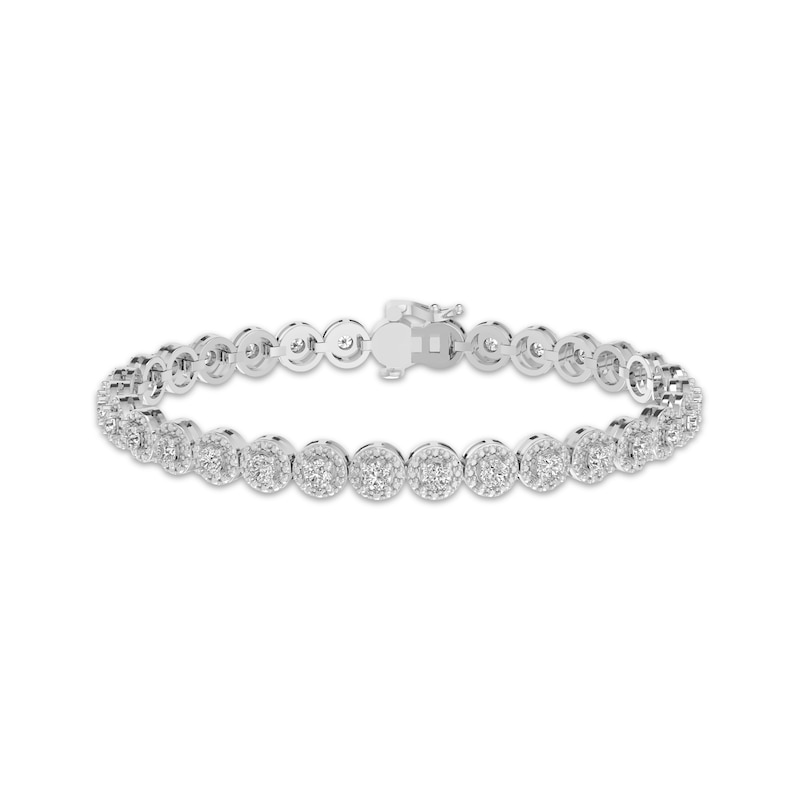 Main Image 1 of White Lab-Created Sapphire Link Bracelet Sterling Silver 7.25"