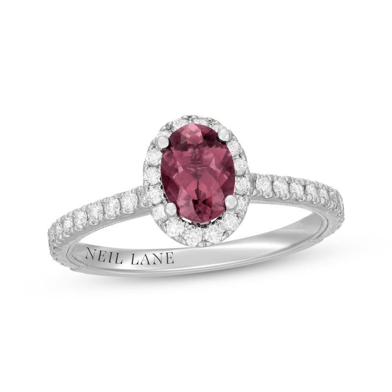 Main Image 1 of Neil Lane Oval-Cut Natural Pink Tourmaline & Diamond Engagement Ring 1/2 ct tw 14K White Gold