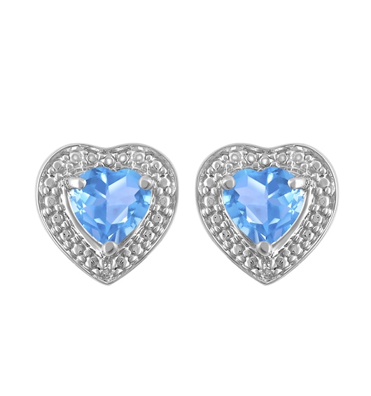 Halo Heart Birthstone Fashion Stud Earrings (1 Stone)