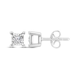 Diamond Solitaire Stud Earrings 1/6 ct tw Sterling Silver