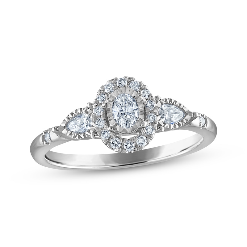 Main Image 1 of Now + Forever Oval-Cut & Pear-Shaped Three-Stone Diamond Engagement Ring 1/3 ct tw 14K White Gold