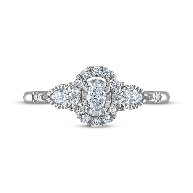 Main Image 3 of Now + Forever Oval-Cut & Pear-Shaped Three-Stone Diamond Engagement Ring 1/3 ct tw 14K White Gold