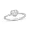 Thumbnail Image 1 of Multi-Diamond Heart Halo Promise Ring 1/6 ct tw Sterling Silver