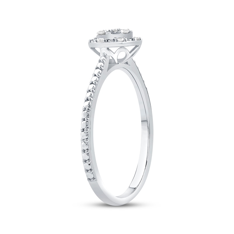Multi-Diamond Center Heart Frame Promise Ring 1/6 ct tw Sterling Silver