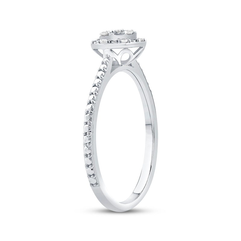 Main Image 2 of Multi-Diamond Heart Halo Promise Ring 1/6 ct tw Sterling Silver