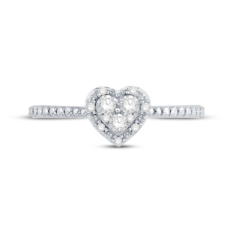 Main Image 3 of Multi-Diamond Heart Halo Promise Ring 1/6 ct tw Sterling Silver