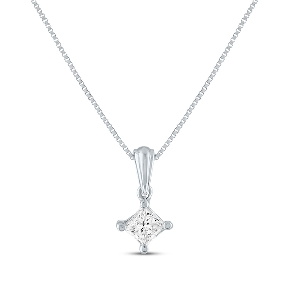 Princess-Cut Diamond Solitaire Necklace 1/3 ct tw 14K White Gold 18" (I/I1)