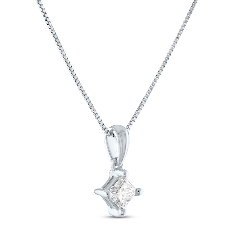 Main Image 2 of Princess-Cut Diamond Solitaire Necklace 1/3 ct tw 14K White Gold 18&quot; (I/I1)