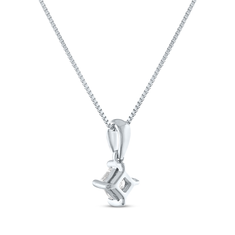 Main Image 3 of Princess-Cut Diamond Solitaire Necklace 1/3 ct tw 14K White Gold 18&quot; (I/I1)