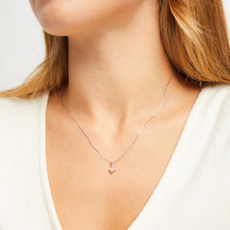 Main Image 4 of Princess-Cut Diamond Solitaire Necklace 1/3 ct tw 14K White Gold 18&quot; (I/I1)