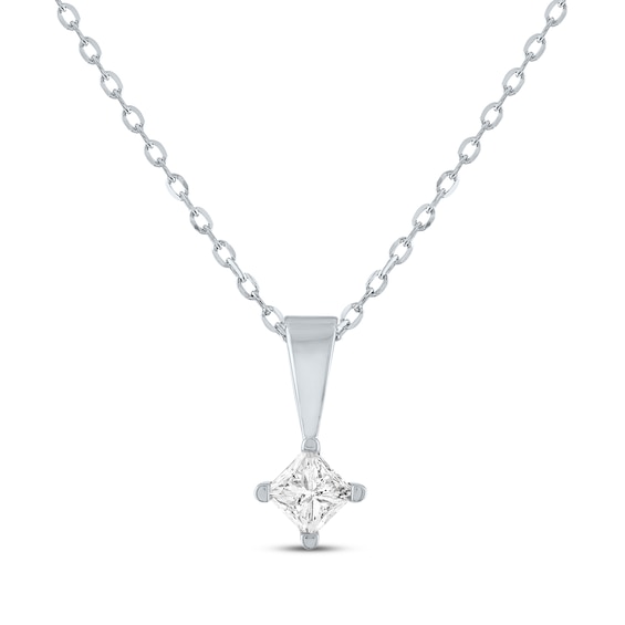 Princess-Cut Diamond Solitaire Necklace 1/4 ct tw 14K White Gold 18" (I/I2)