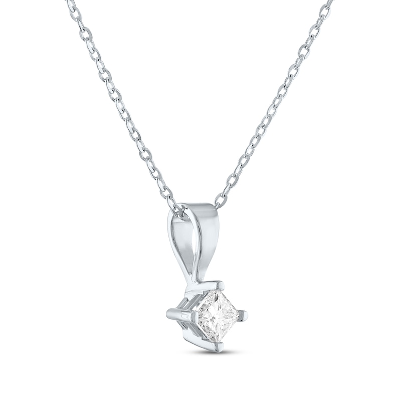 Main Image 2 of Princess-Cut Diamond Solitaire Necklace 1/4 ct tw 14K White Gold 18&quot; (I/I2)