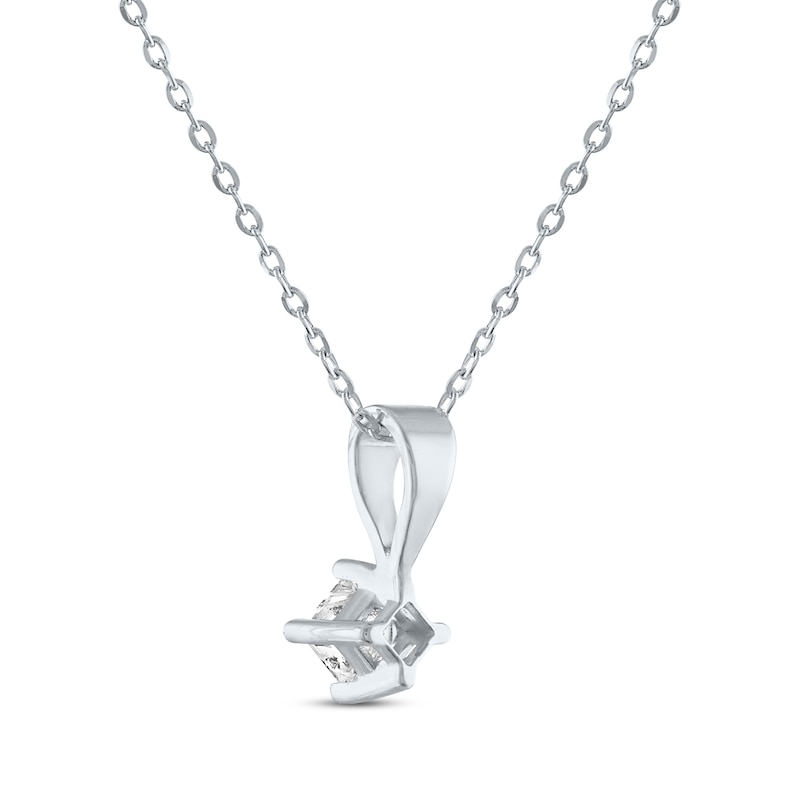 Main Image 3 of Princess-Cut Diamond Solitaire Necklace 1/4 ct tw 14K White Gold 18&quot; (I/I2)