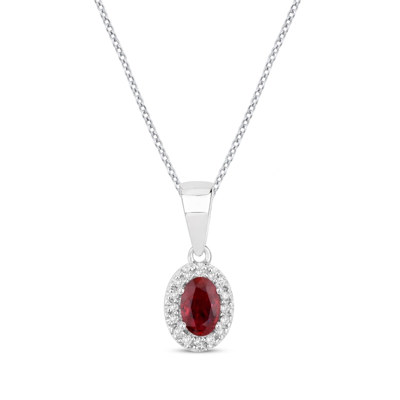 18ct White Gold Diamond and Ruby Pendant 18