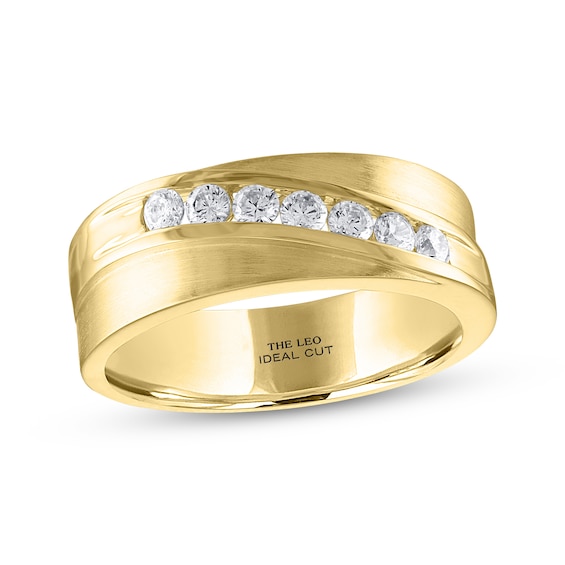 Men’s THE LEO Ideal Cut Diamond Wedding Band 1/2 ct tw 14K Yellow Gold ...