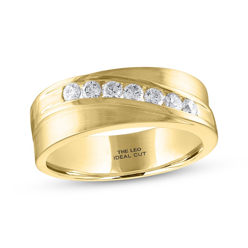 Main Image 1 of Men’s THE LEO Ideal Cut Diamond Wedding Band 1/2 ct tw 14K Yellow Gold
