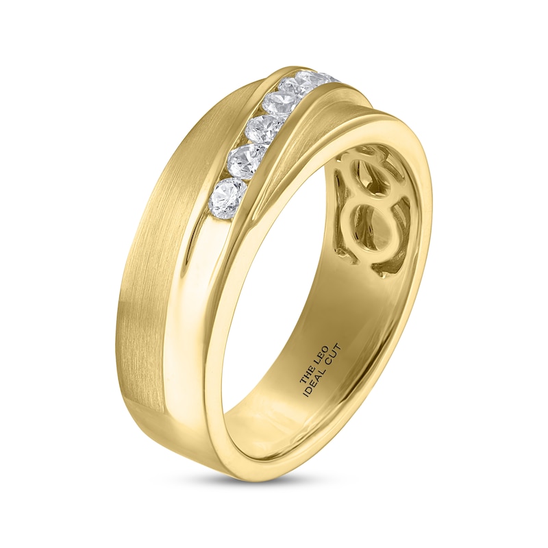 Main Image 2 of Men’s THE LEO Ideal Cut Diamond Wedding Band 1/2 ct tw 14K Yellow Gold