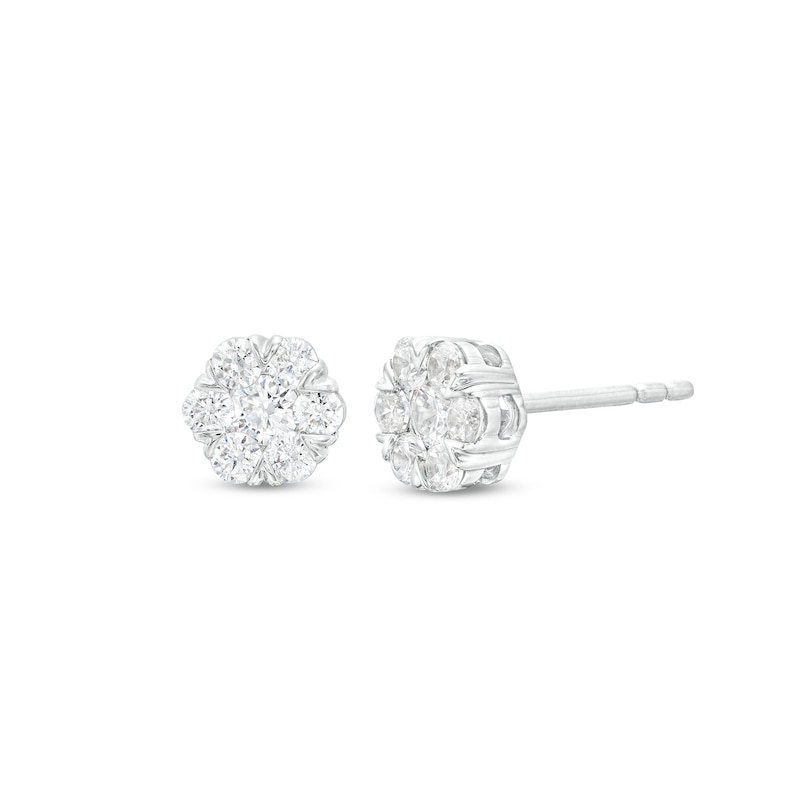 THE LEO Diamond Flower Stud Earrings 1/2 ct tw 14K White Gold